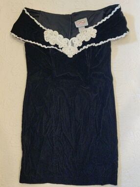 Sugar-free Off The Shoulder Sequin Spiral  Bodice Velvet Evening Dress Vtg 1972
